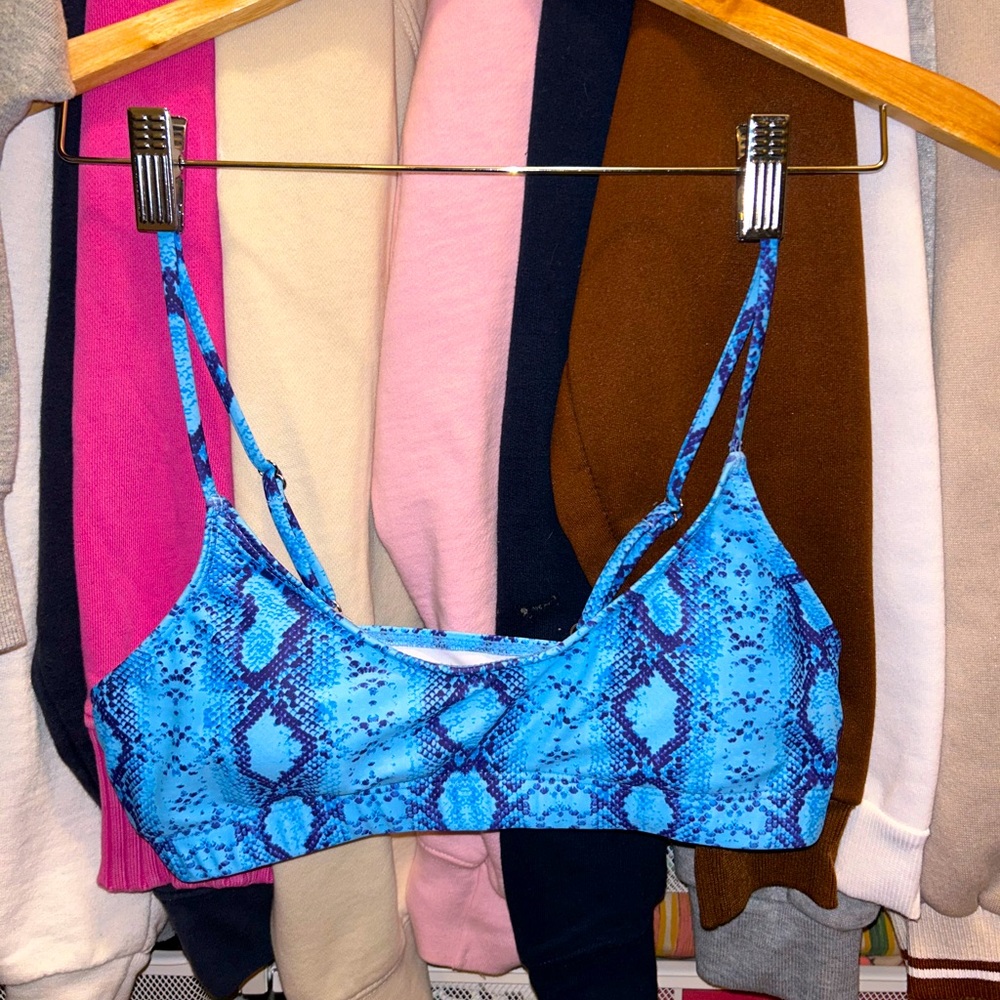 Blue Snake Skin Bikini Top